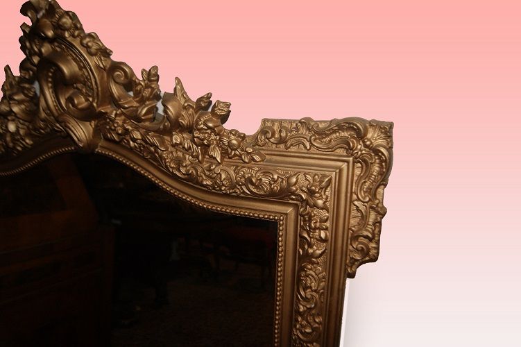 Antica specchiera francese del 1800 Luigi XVI dorata foglia oro