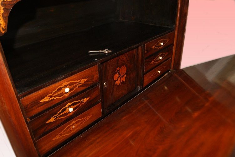 Antico grande secretaire Nord Europa Biedermeier del 1800 in mogano