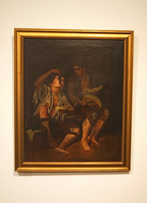 tela riproduzione di MURILLO DUE BAMBINI CHE MANGIANO UN MELONE E UVA