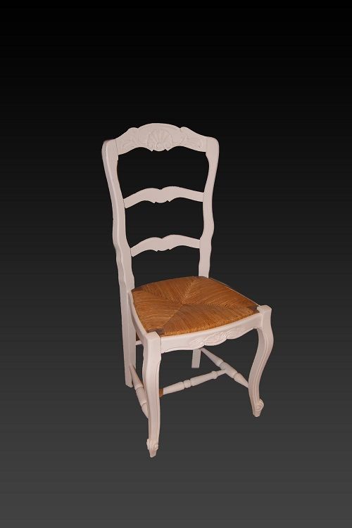 Group of shabby chic white pickled lacquered Provençal chairs