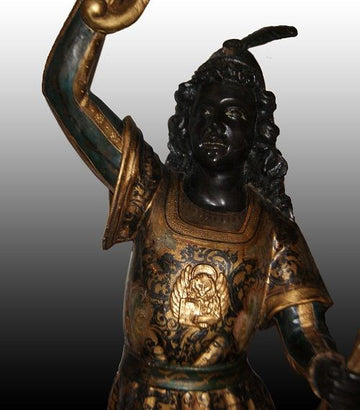 Moro veneziano del 1700 riccamente decorato foglia oro