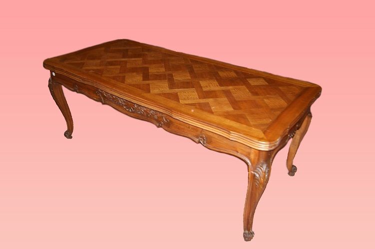 Tavolo provenzale in ciliegio del 1800 con piano parquettato