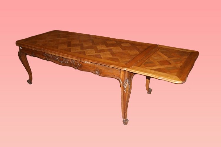 Tavolo provenzale in ciliegio del 1800 con piano parquettato