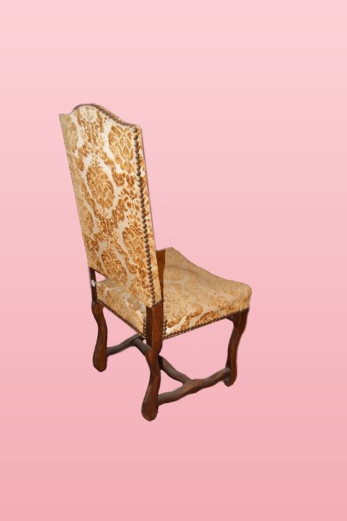 Gruppo di 4 sedie antiche italiane del 1800 in legno di noce alte