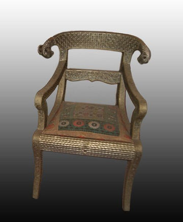 Groupe de 5 fauteuils indiens du début des années 1900 en placage de métal