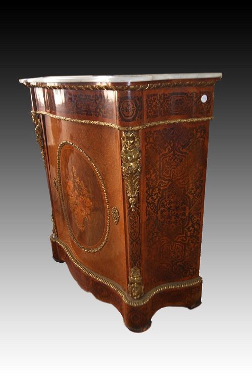 Antica stupenda ricca credenza stile Luigi XV del 1800 con marmo