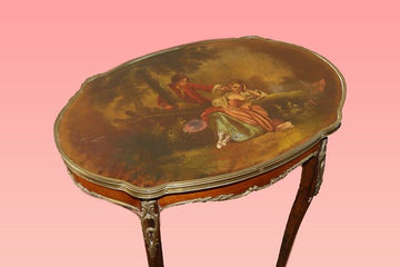 Bellissimo tavolino Vernis Martin del 1800 Con scena galante