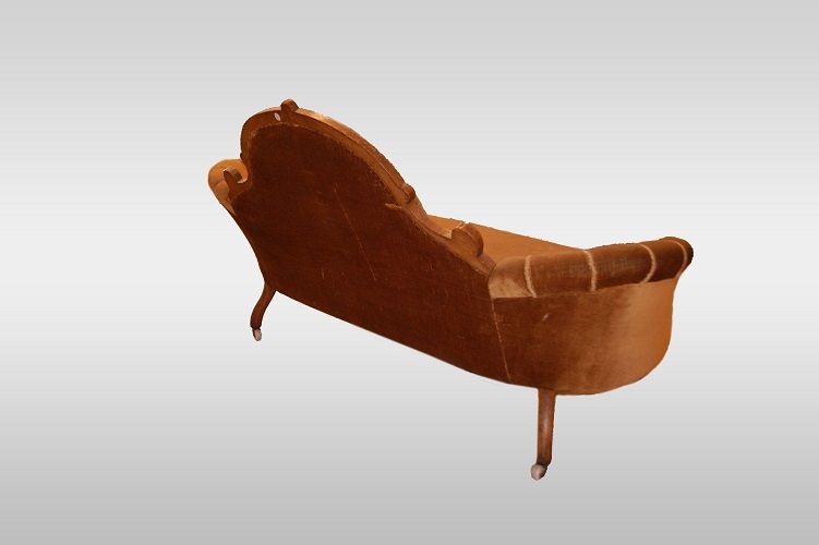 Antica bellissimo divano inglese del 1800 vittoriano basso intarsiato