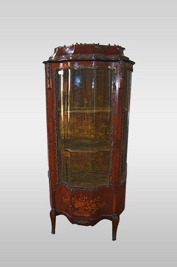 Antica vetrina stile Luigi XV con intarsi vernis martin del 1800