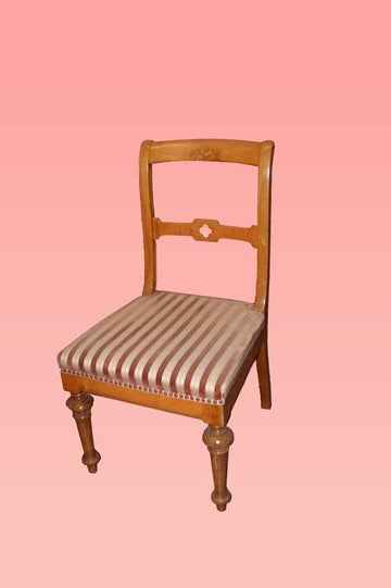 6 antique Italian chairs from the 19th century with open backs in walnut