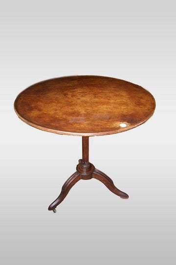 Table basse circulaire française antique des années 1800 en noyer