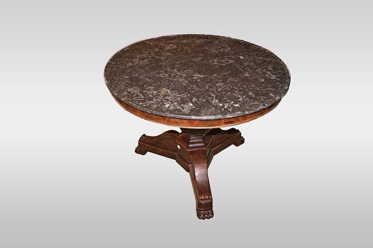 Tavolino antico da salotto con marmo francese del 1800