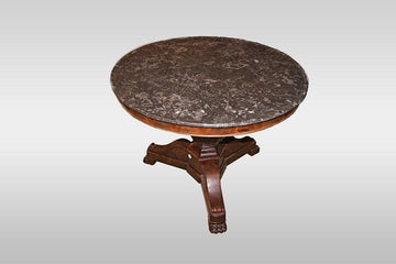 Petite Table circulaire de style Charles X avec plateau en marbre