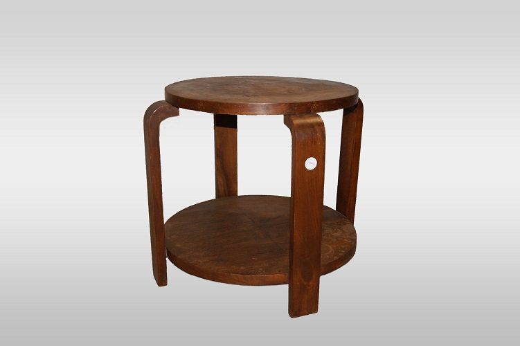 Antico tavolino decò basso francese di inizio 1900 in legno di noce