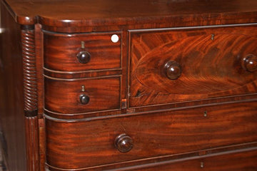 Antique large English chest of drawers from the 1800s in Victorian style mahogany