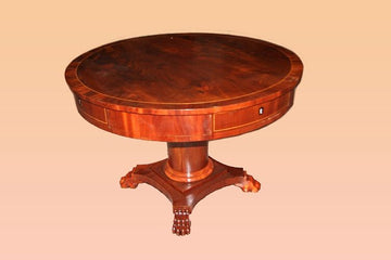 Antique circular Biedermeier style table from 1800 Northern Europe mahogany