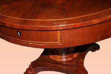 Antique circular Biedermeier style table from 1800 Northern Europe mahogany
