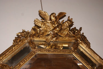 Superbe miroir octogonal Louis XV français en feuille d'or doré