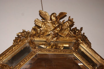 Stunning French Louis XV octagonal mirror in gilded gold leaf