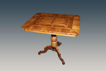 Rectangular Sorrento side table with geometric inlay