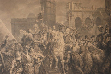 Antica stampa Francese " L'entrata di Enrico IV a Parigi"