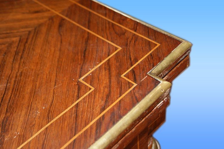 Tavolino da gioco consolle francese stile Luigi XVI del 1800 in palissandro antico