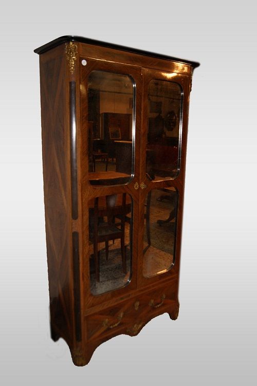 Antica vetrina con specchi francese del 1800 stile Reggenza e bronzi