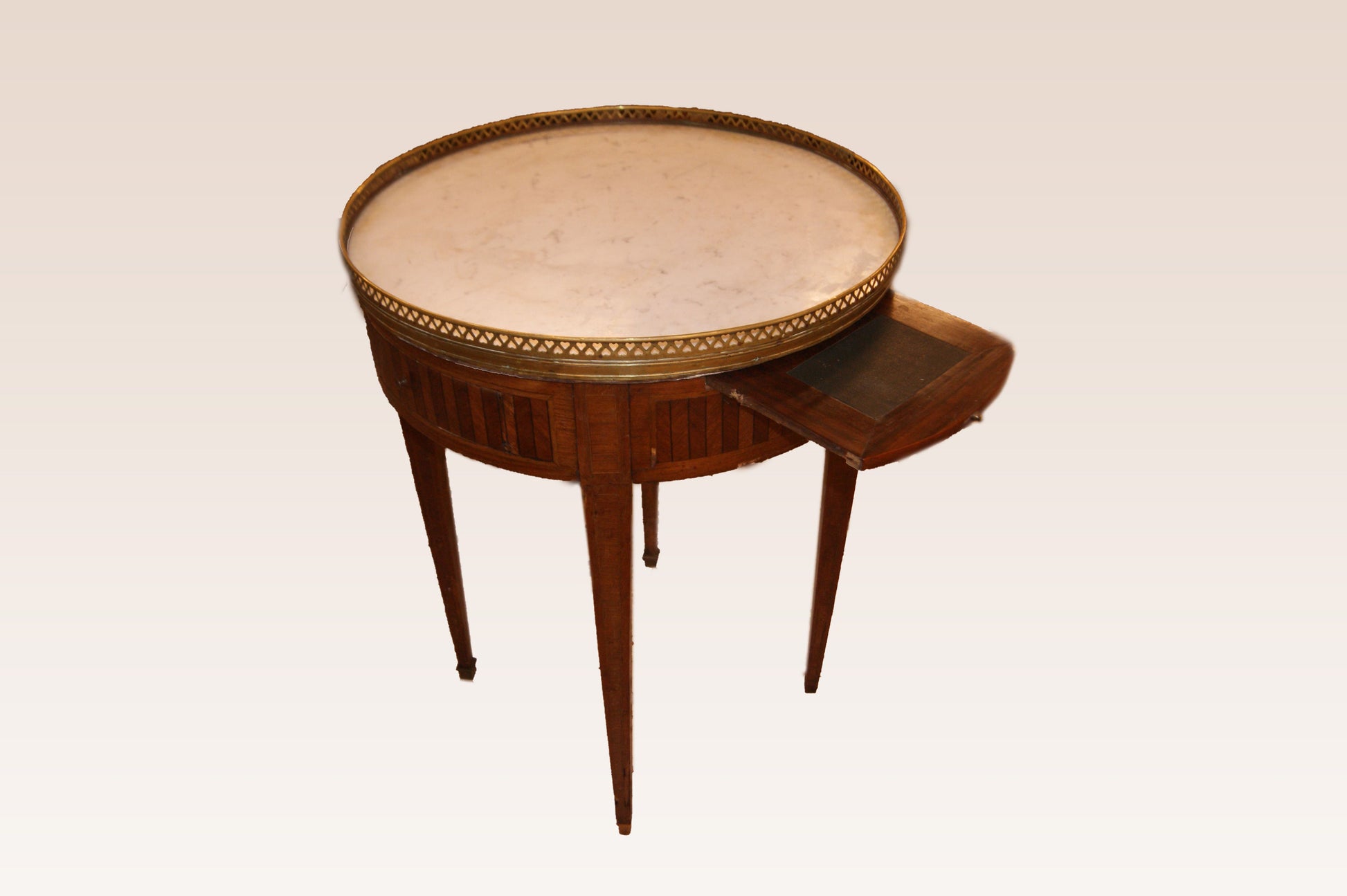 Tavolino circolare stile Luigi XVI con piano marmo