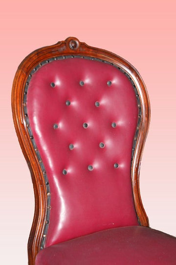 Poltrona inglese vittoriana in Sky bordeaux