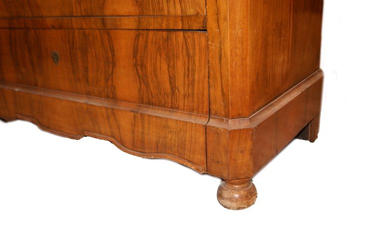 Antico cassettone Luigi Filippo del 1800 con ribalta in noce