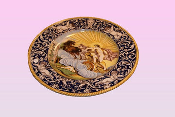 Antique large French ceramic plate from 1800 with God Apollo