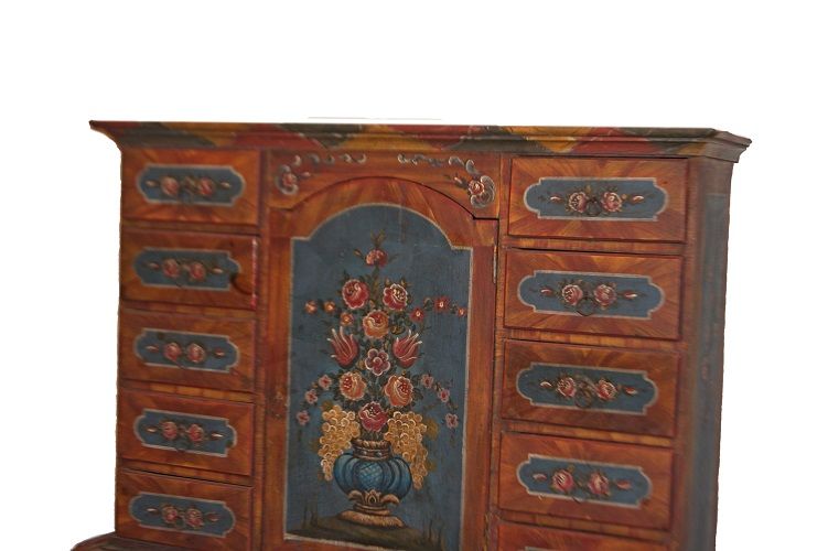 Trumeau credenza tirolese del 1800 riccamente dipinto