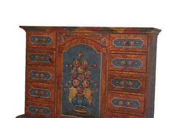 Buffet antique italien Trumeau tyrolien de 1800 richement peint