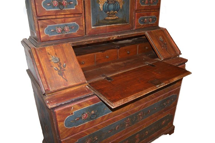 Trumeau credenza tirolese del 1800 riccamente dipinto