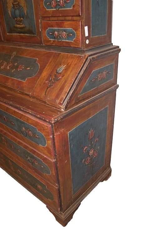 Trumeau credenza tirolese del 1800 riccamente dipinto