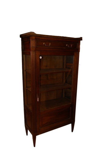 Louis XVI style display cabinet in mahogany wood with marble