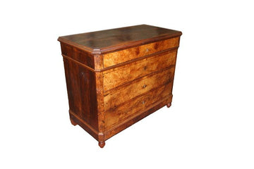 Antique 19th century French chest of drawers in Louis Philippe straight walnut