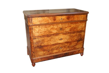 Antique 19th century French chest of drawers in Louis Philippe straight walnut