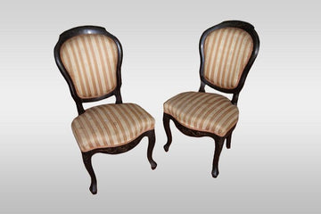 Groupe de 4 chaises espagnoles de style Louis Philippe avec gravures