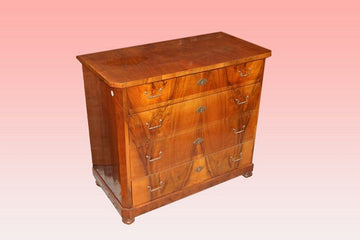 Antique French chest of drawers from the 1800s, Louis Philippe style, in walnut wood