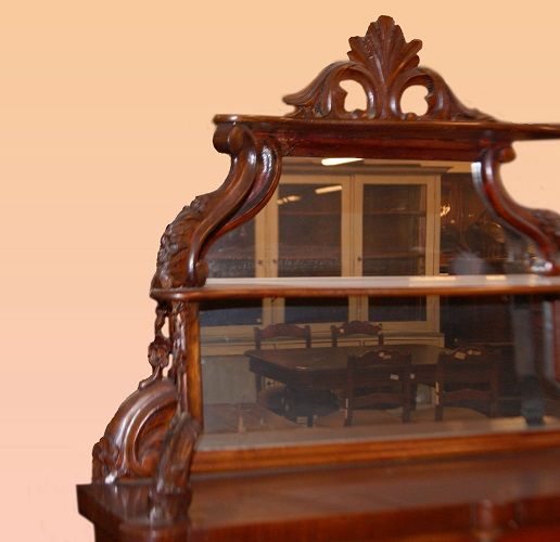 Antica vetrina con alzatina con specchio Stile Biedermeier del 1800