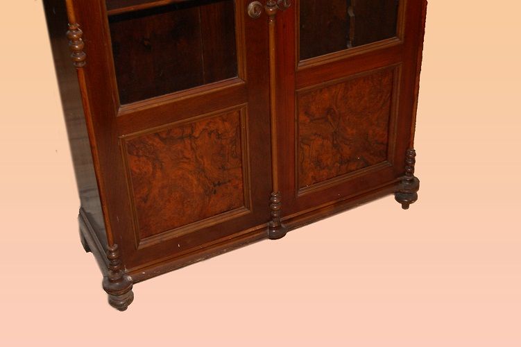 Antica vetrina con alzatina con specchio Stile Biedermeier del 1800