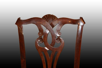 Gruppo di 4 sedie stile Chippendale in legno di mogano
