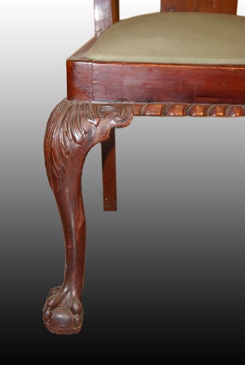 Gruppo di 4 sedie antiche inglesi stile Chippendale del 1800 mogano