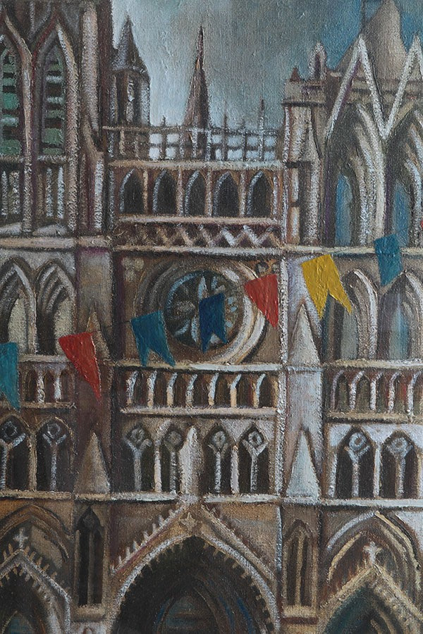 Olio su tela di Marcello Scuffi raffigurante "Notre Dame D'Aamiens"