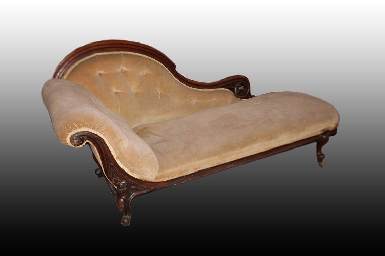 Antica dormeuse inglese del 1800 stile Vittoriano in legno di noce