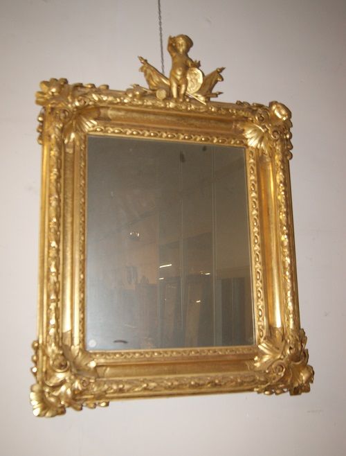 Antica stupenda ricca specchiera francese del 1800 dorata foglia oro