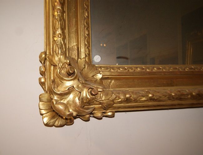 Antica stupenda ricca specchiera francese del 1800 dorata foglia oro