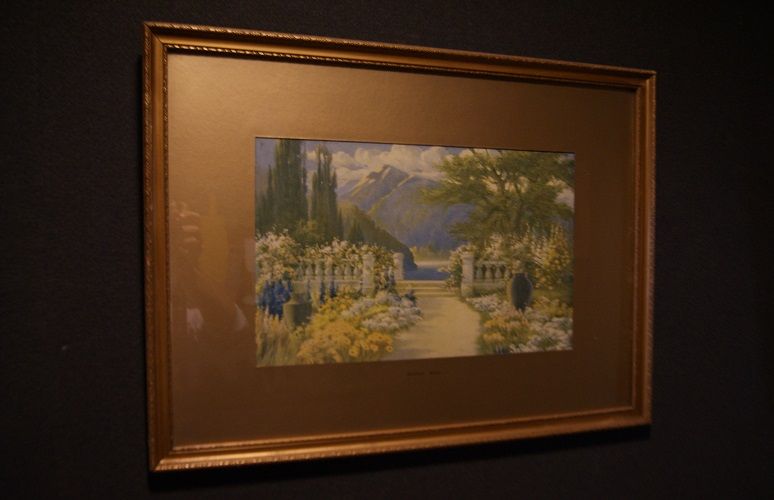 Englisches Aquarell aus dem 19. Jahrhundert, Landschaft "Garten"