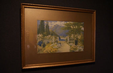 Paysage aquarelle anglais des années 1800 "Jardin"